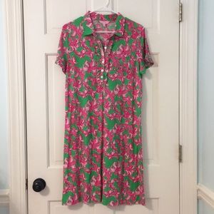 Lilly Pulitzer bright green and bright pink dress